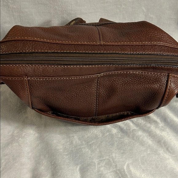 Fossil Morgan Traveller Dark Brown Leather Messenger Bag with Crossbody Strap - Picture 7 of 12